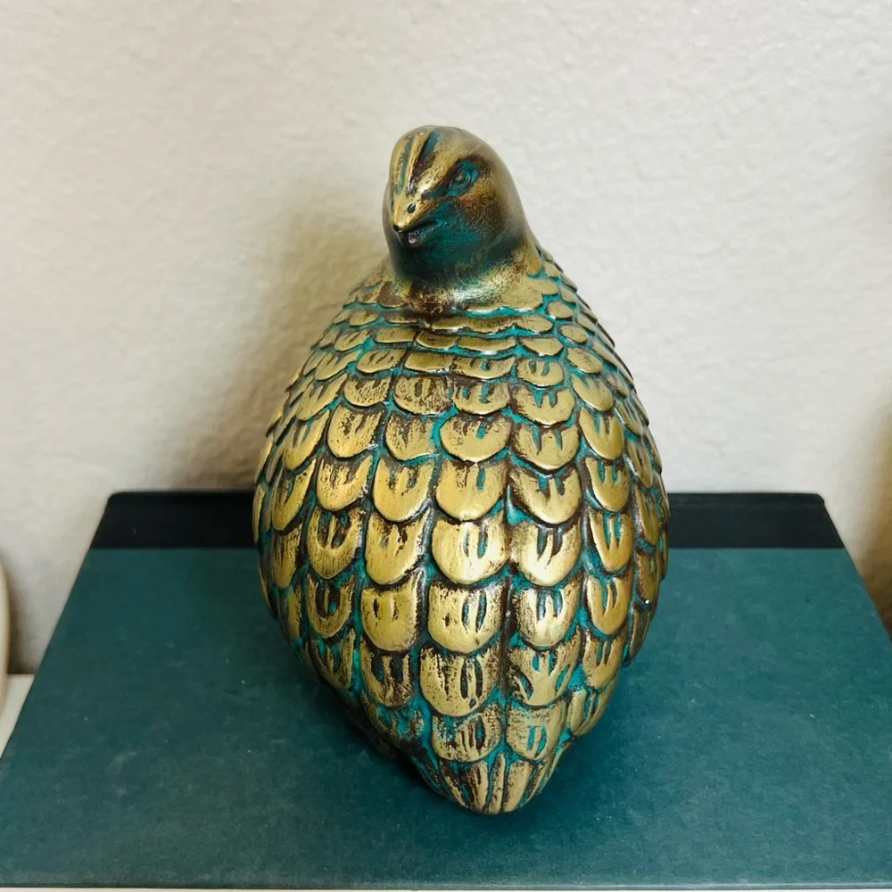 Vintage Mid Century Modern Arnels Gold Quail Partridge Ceramic Figurine Set - Picture 3 of 15